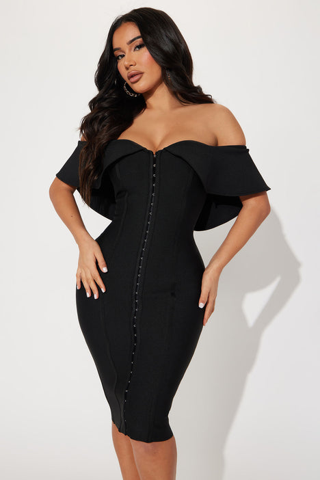Show Off Bandage Midi Dress Black