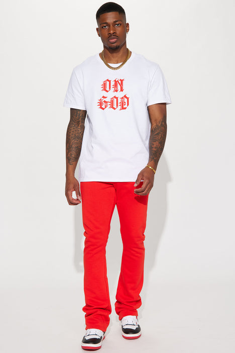 Red and white sweatpants hotsell