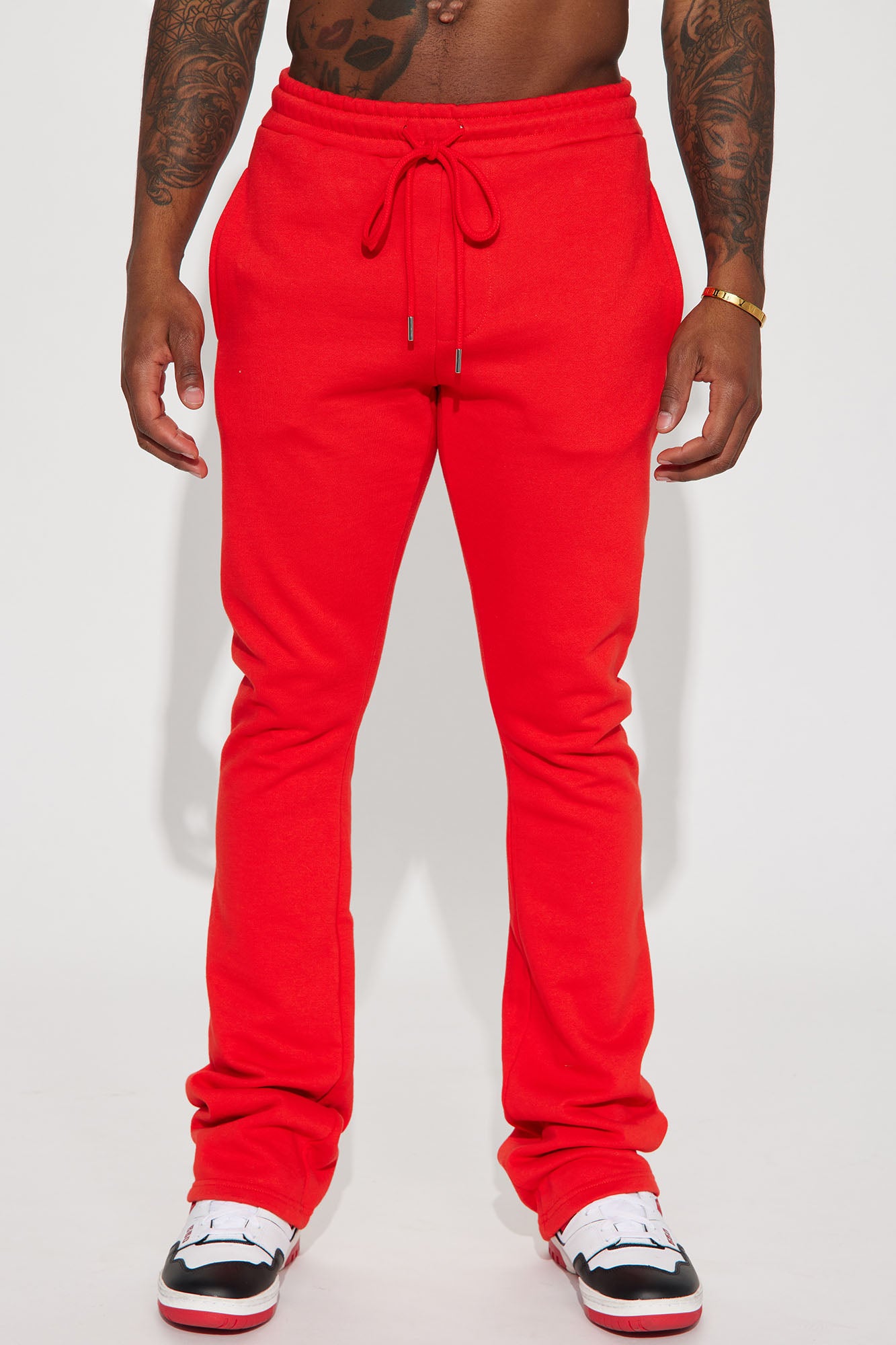 Solid Elastic Waist Slant Pocket Joggers  Pocket sweatpants, Red sweatpants,  Red leggings outfit