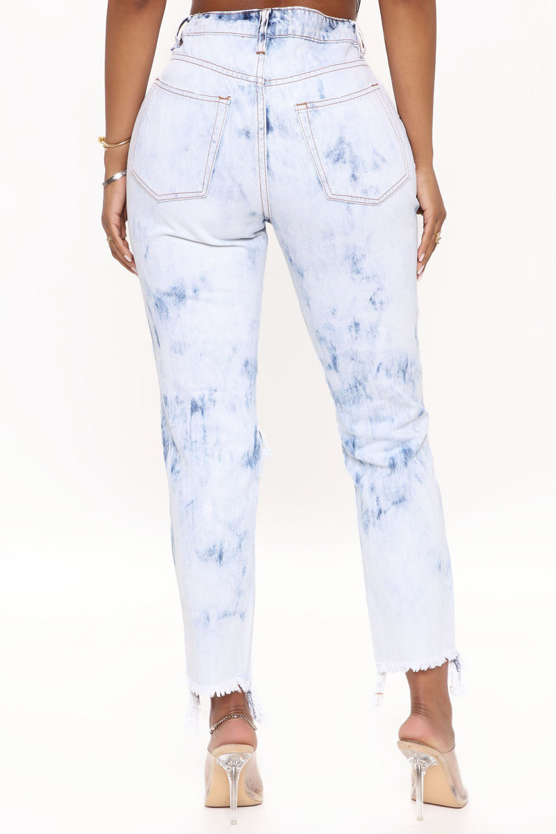 All Tripped Up Ripped Straight Leg Jeans - Acid Wash Blue | Fashion ...