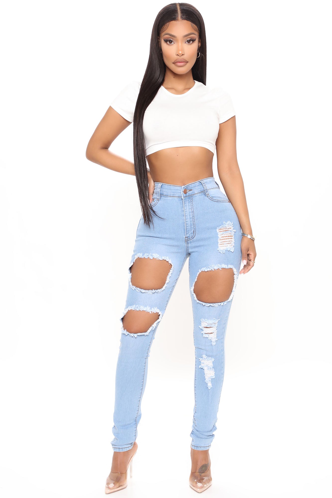 Catty distressed skinny jeans sale
