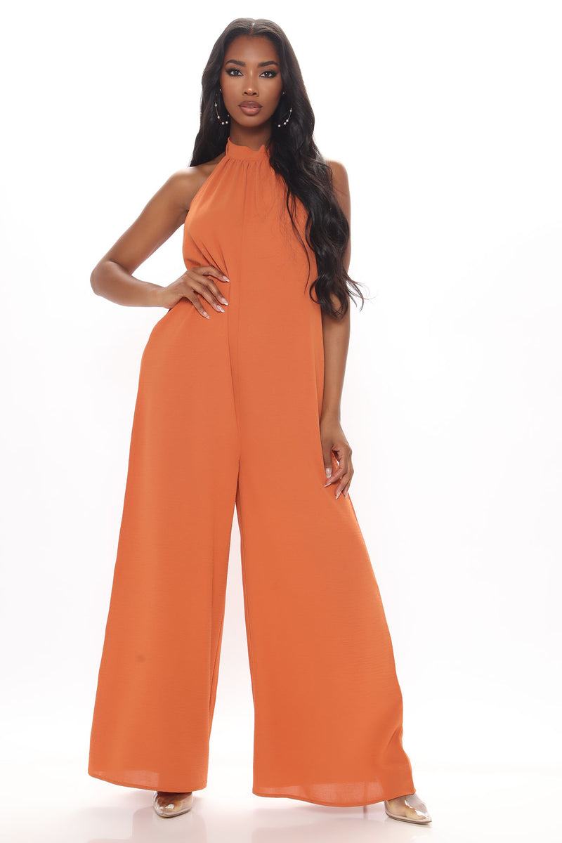 Passion And Power Halter Jumpsuit Rust Fashion Nova, Jumpsuits