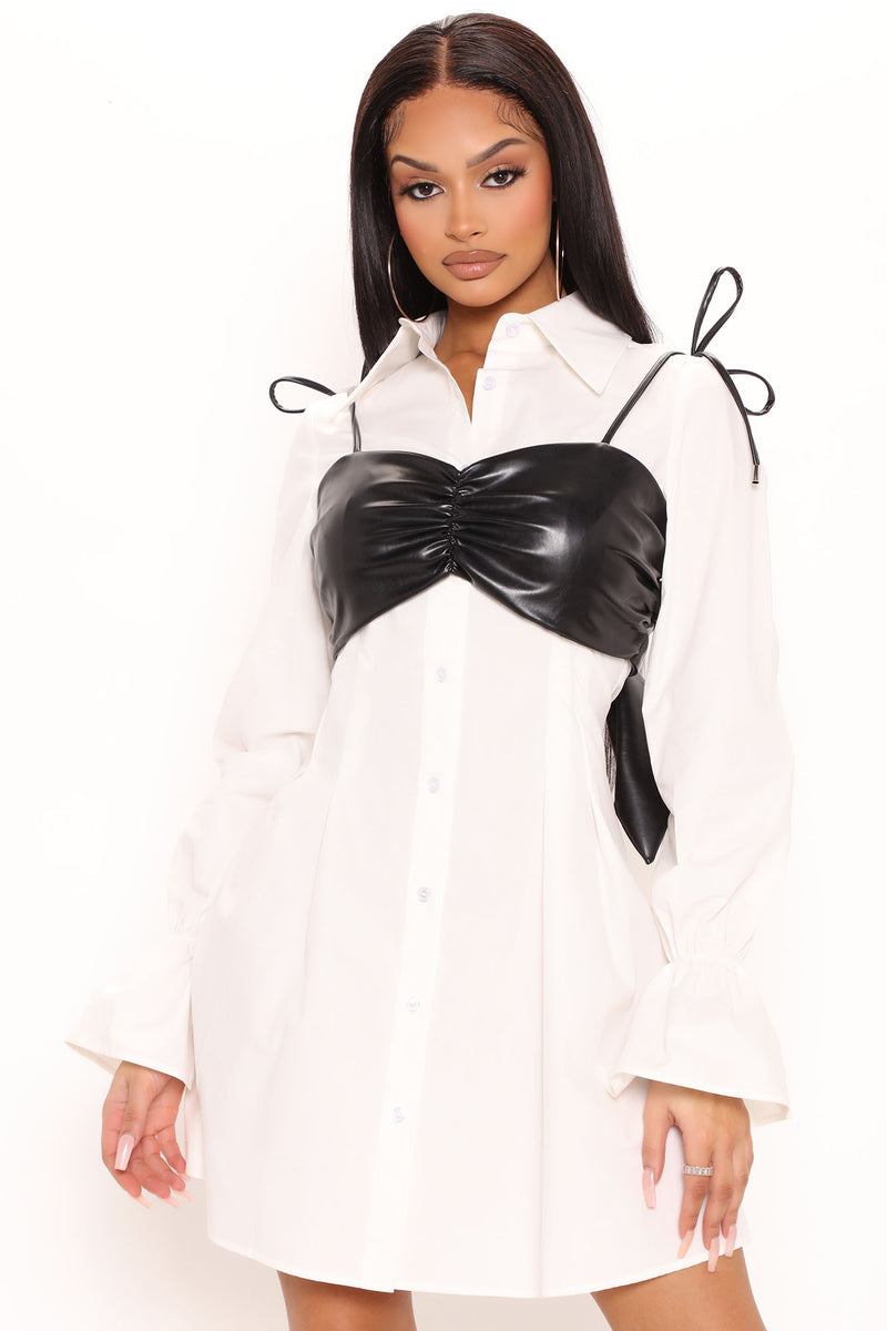 Tall Cute Exchanges Shirt Dress Set White Fashion Nova, Dresses