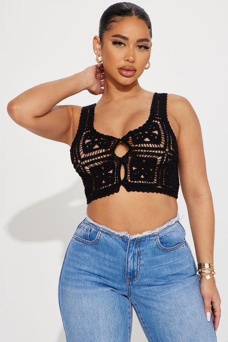 Embracing The Sun Crochet Top Black