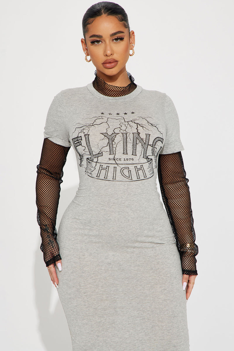 Flying High Maxi Dress Grey/Black Fashion Nova, Dresses Fashion Nova