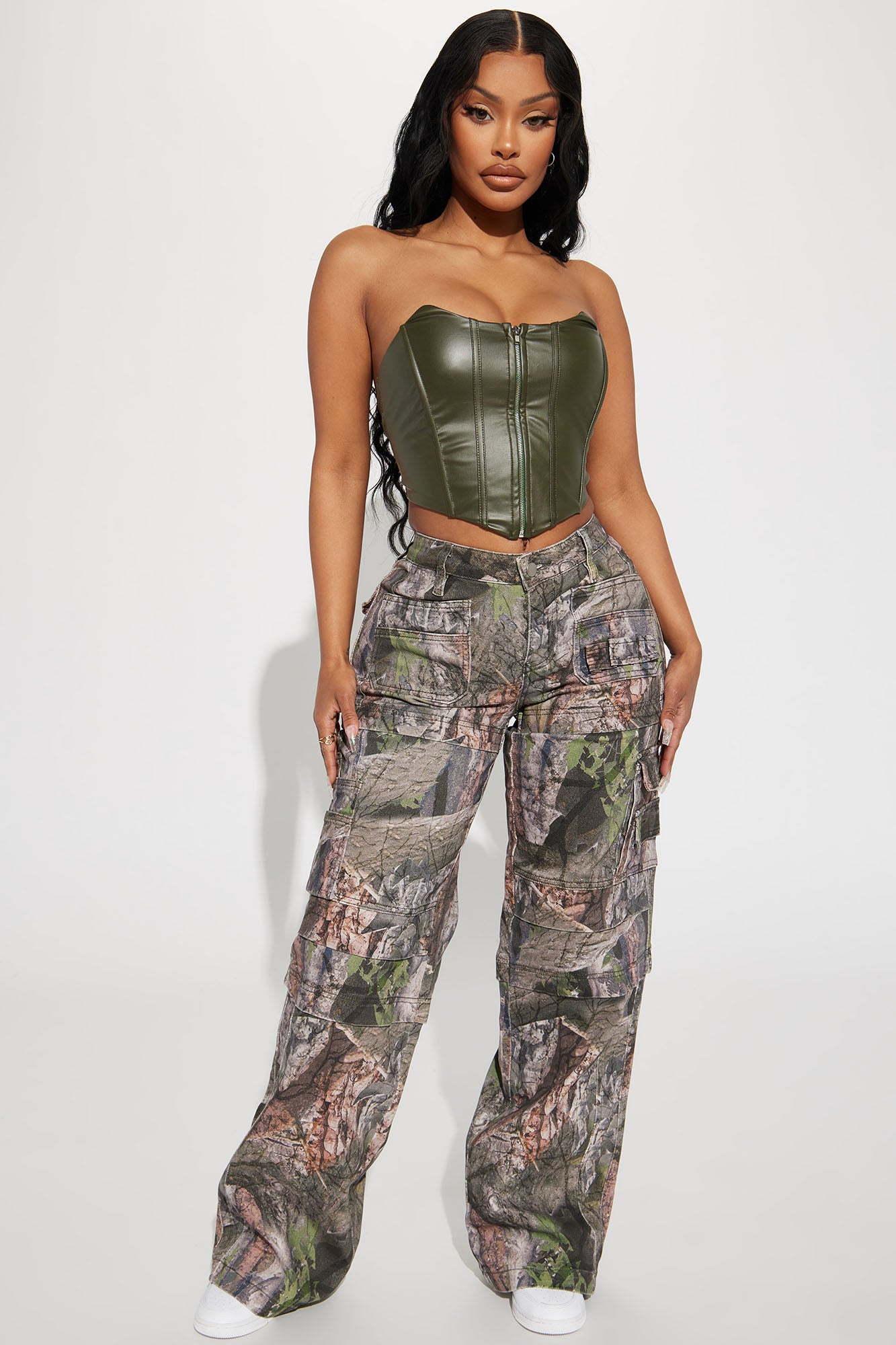 Bree Camo Stretch Cargo Jean - Olive/combo, Fashion Nova, Jeans