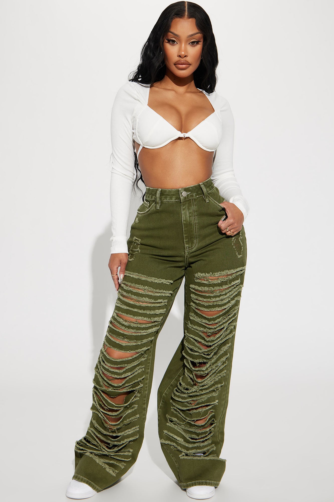 Ripped wide leg shop jeans