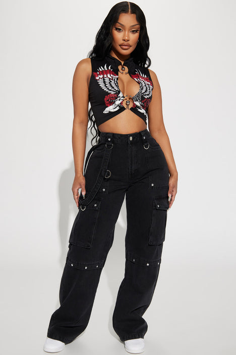 Black utility jeans online
