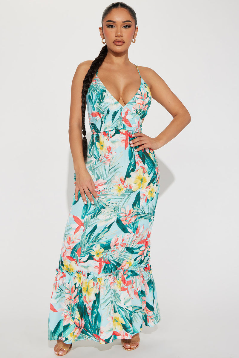 Tropical Dream Printed Maxi Dress - Aqua | Fashion Nova, Dresses ...