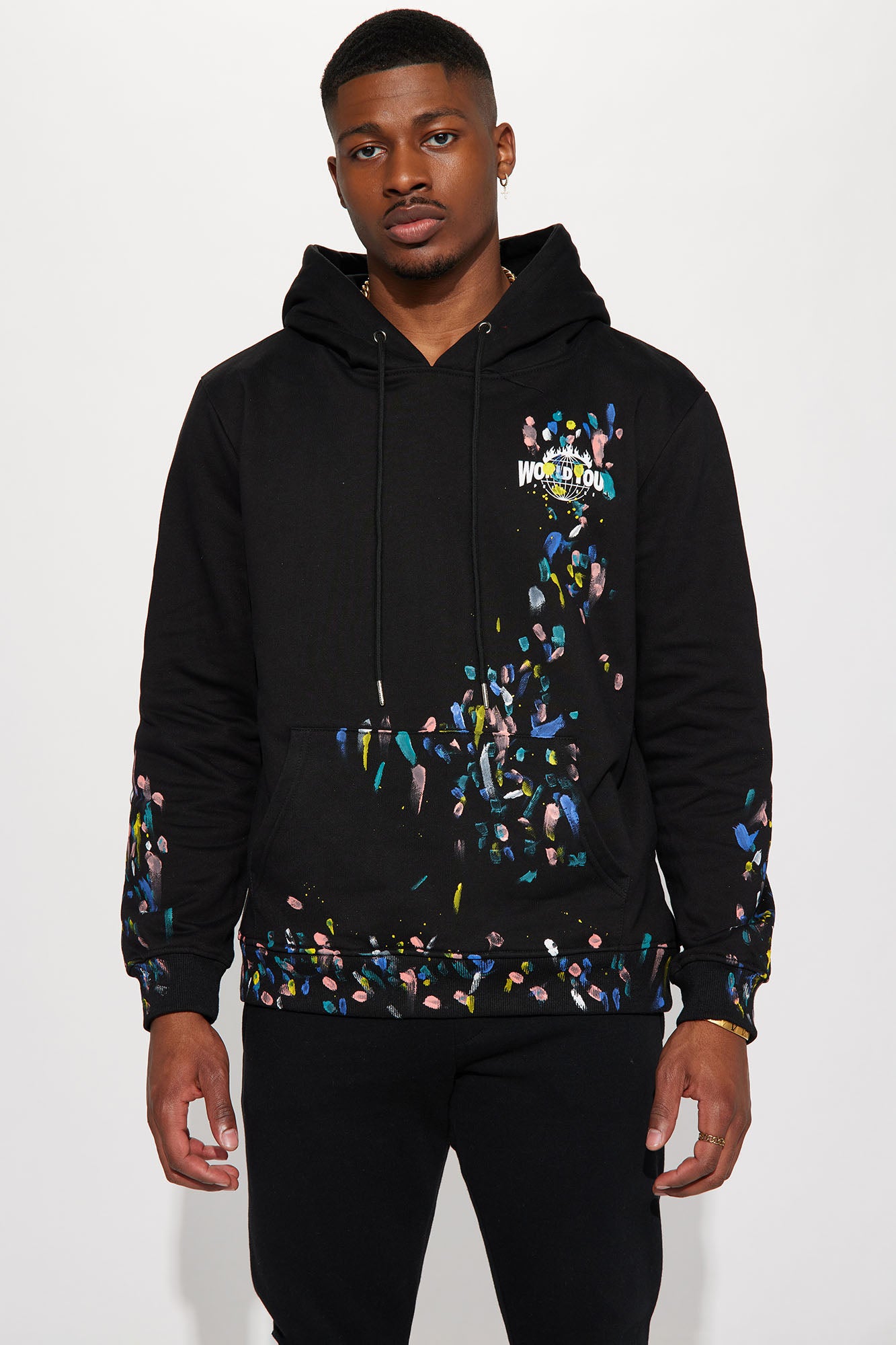 Black paint hot sale splatter hoodie