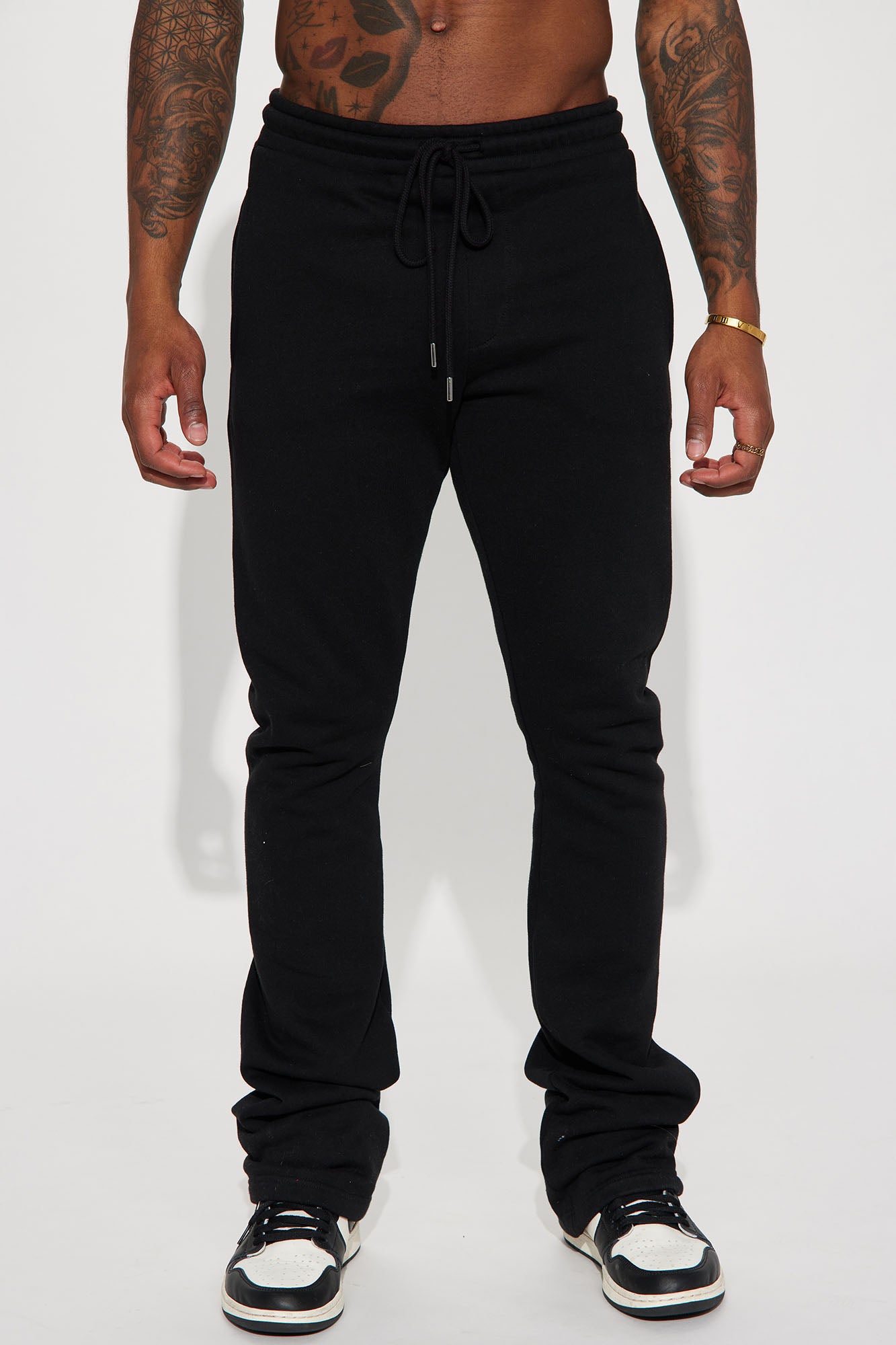 Tyson Skinny Stacked Flare Sweatpant Black Fashion Nova Mens