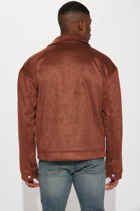 Did Me Dirty Faux Suede Jacket Brown Fashion Nova Mens
