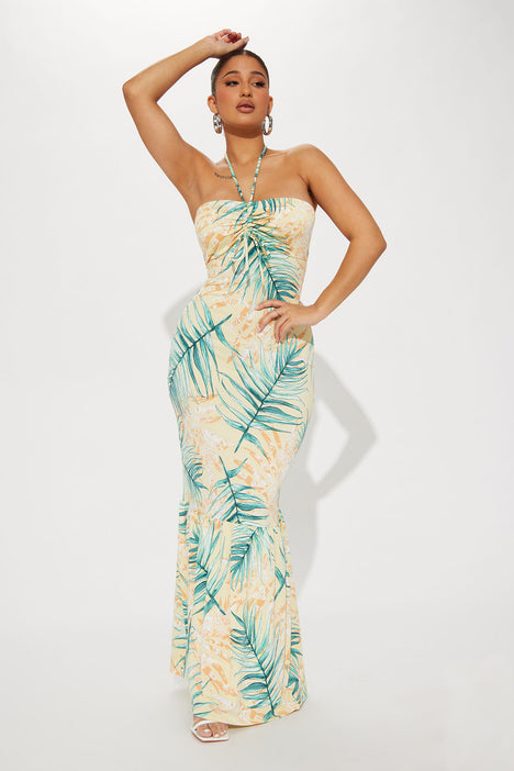 Tropical Life Printed Maxi Dress Yellow
