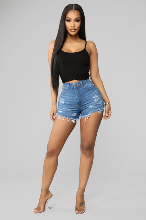 Far Out Distressed Denim Shorts - Medium Blue Wash, Fashion Nova, Jean  Shorts