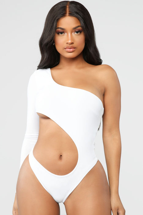 Cutting You Off Long Sleeve Bodysuit White