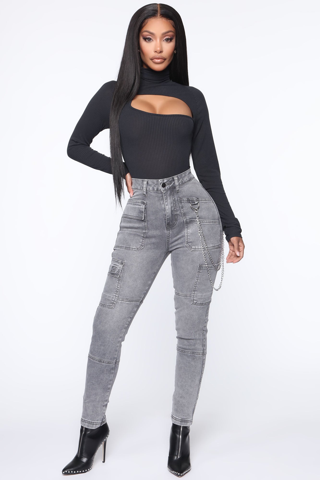 Grey fashion nova jeans online