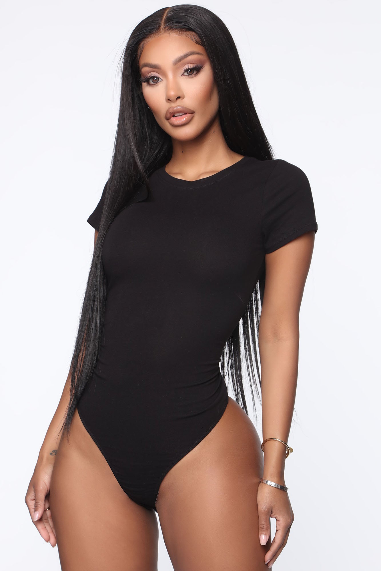 Leanne Crew Neck Bodysuit - Black, Fashion Nova, Basic Tops & Bodysuits