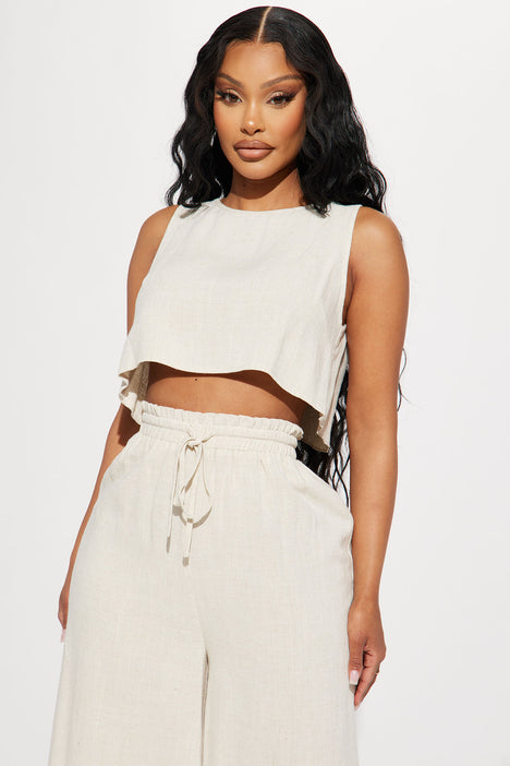 Day Dreaming Linen Pant Set Oatmeal Fashion Nova Matching