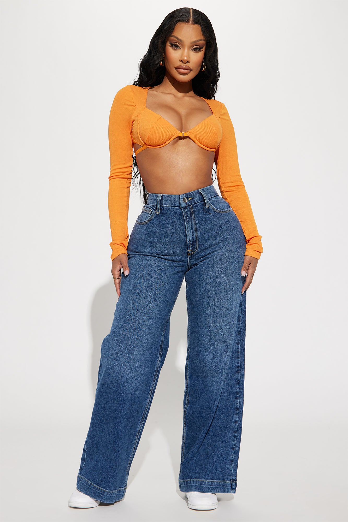 Stretchy wide online leg jeans