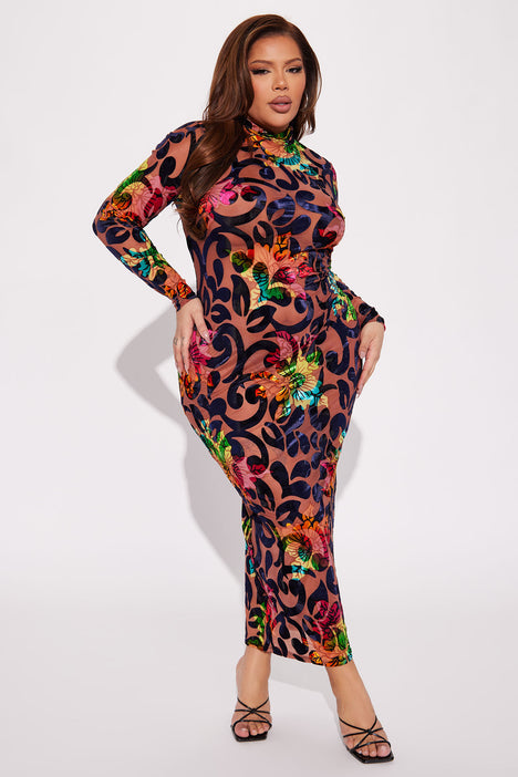 Velvet burnout maxi dress discount