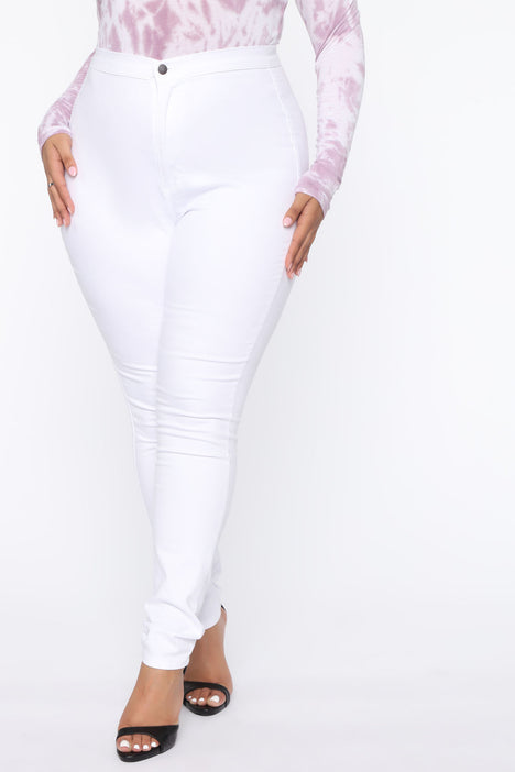 Super High Waist Denim Skinnies White