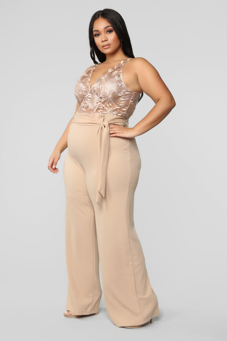 Champagne jumpsuit best sale plus size