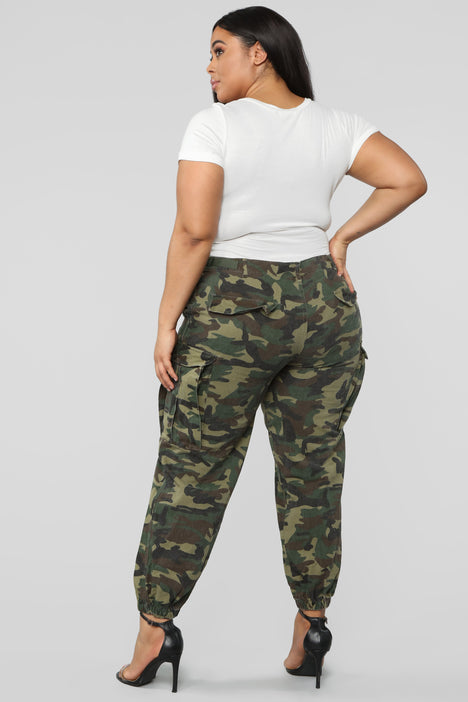 Final Sale Plus Size Camo Paperbag Pants with Elastic Waist in Olive  Camouflage - ShopperBoard