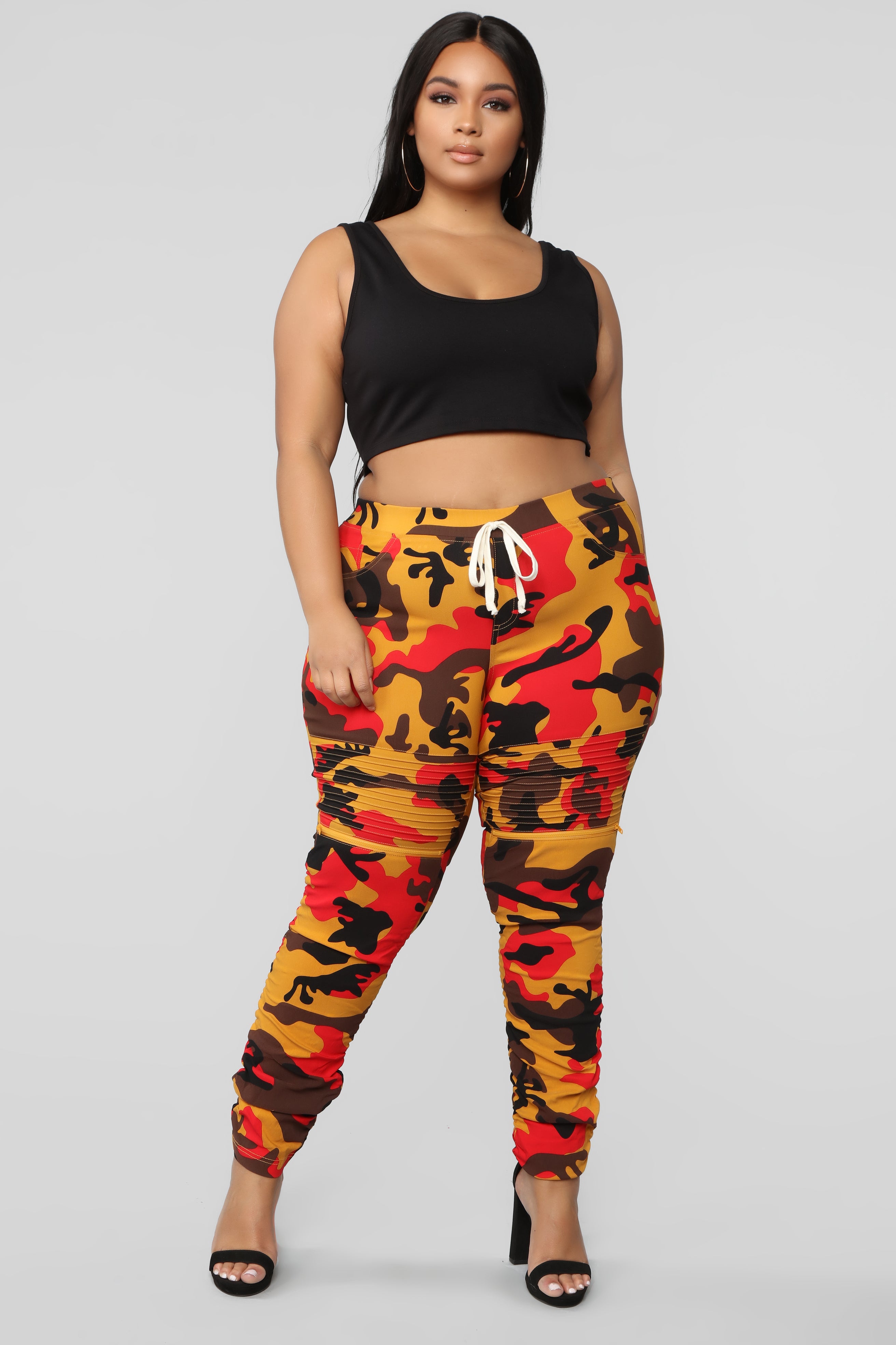 Burgundy top camo pants