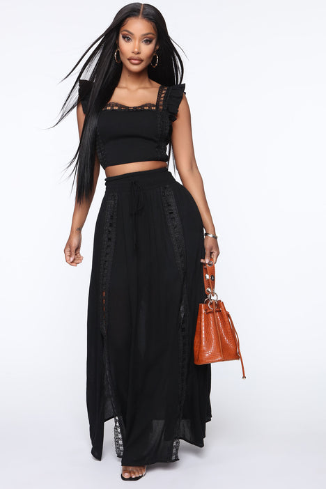 Black maxi top skirt fashion nova