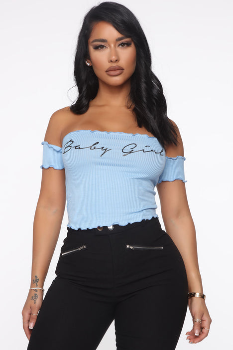 Baby Girl Off Shoulder Top Blue