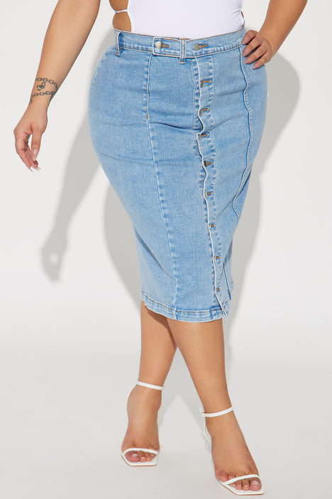 Fashion nova denim deals pencil skirt