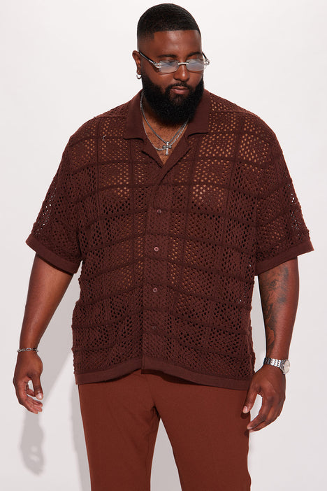 Make Your Move Short Sleeve Button Up Shirt Brown Fashion Nova