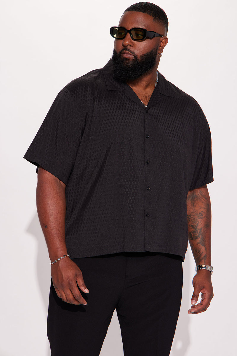 Icy Jacquard Short Sleeve Button Up Shirt - Black | Fashion Nova, Mens Shirts | Fashion Nova