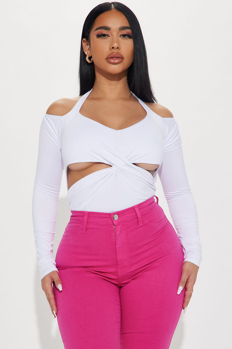 Twist Your Mind Bodysuit White Fashion Nova, Bodysuits Fashion Nova