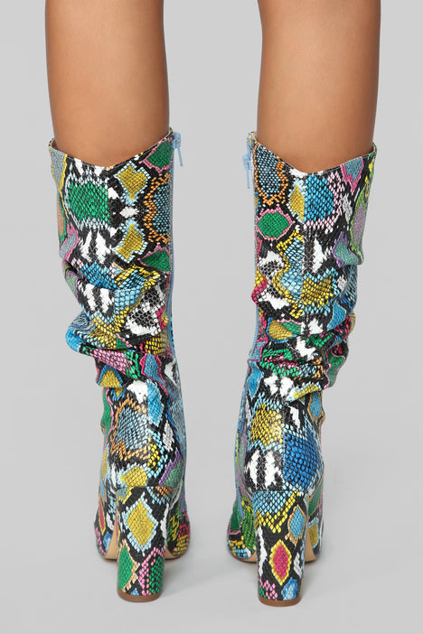 Rainbow snakeskin heels top