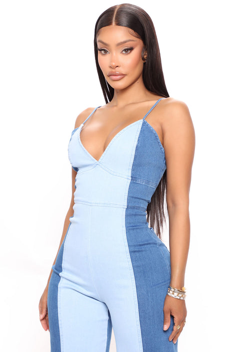 Meet Me In The Middle Denim Jumpsuit Denim