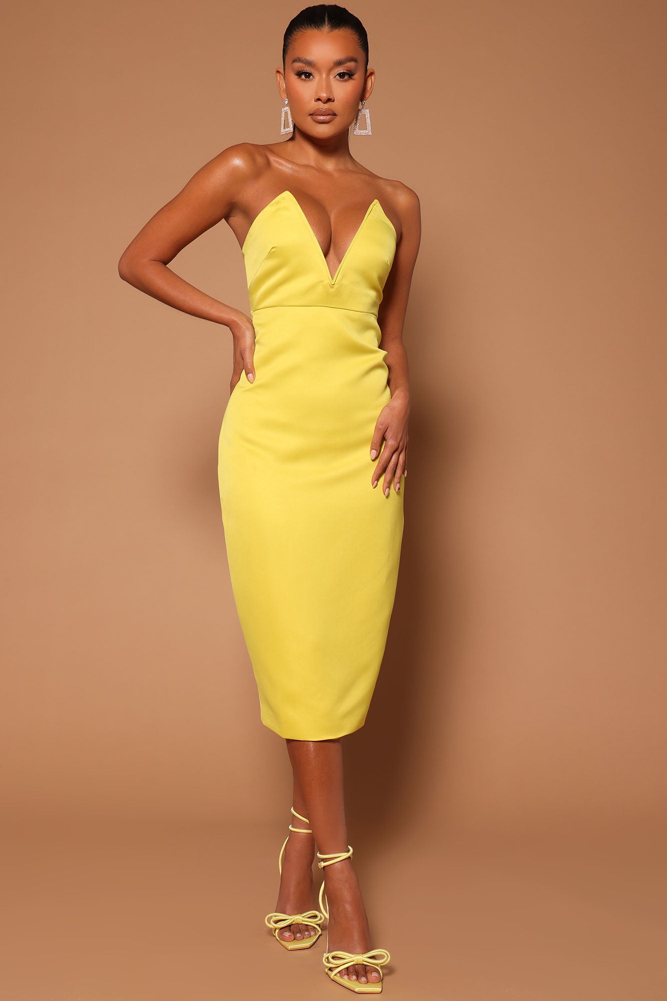 Camille Midi Dress Chartreuse Fashion Nova Luxe Fashion Nova