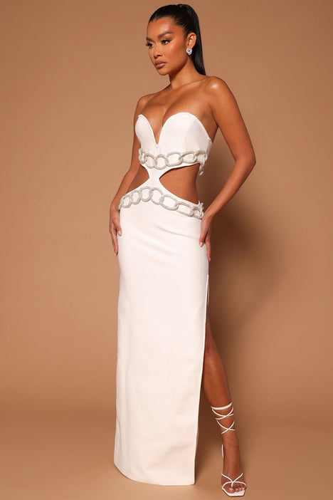 Fashion nova white top prom dress