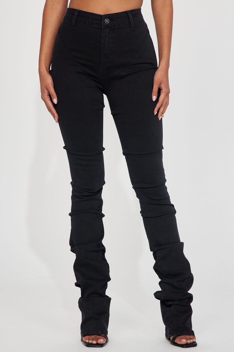 Tall See Me High Rise Stacked Straight Leg Jeans - Black | Fashion Nova ...