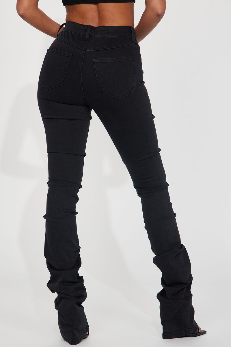 Tall See Me High Rise Stacked Straight Leg Jeans - Black | Fashion Nova ...