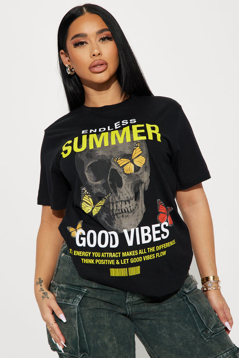 Endless Summer Skull Graphic Tshirt Black