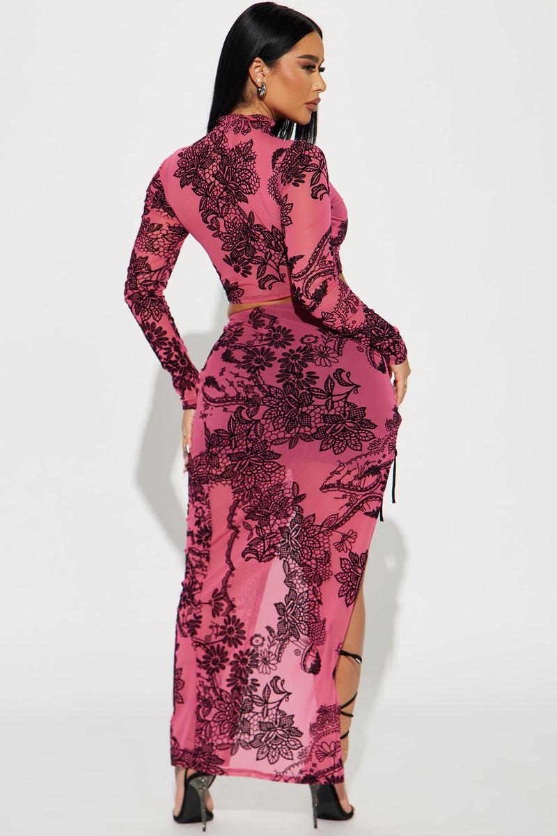 Leave An Impression Mesh Skirt Set - Pink | Fashion Nova, Matching Sets ...