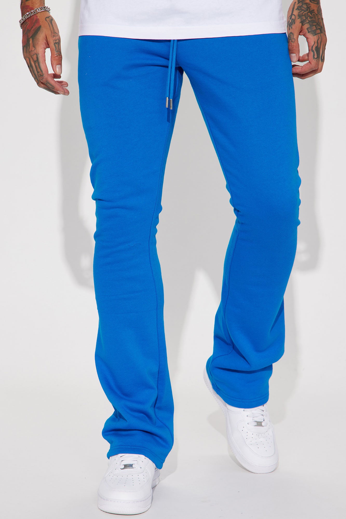 Blue stacked sweatpants outlet