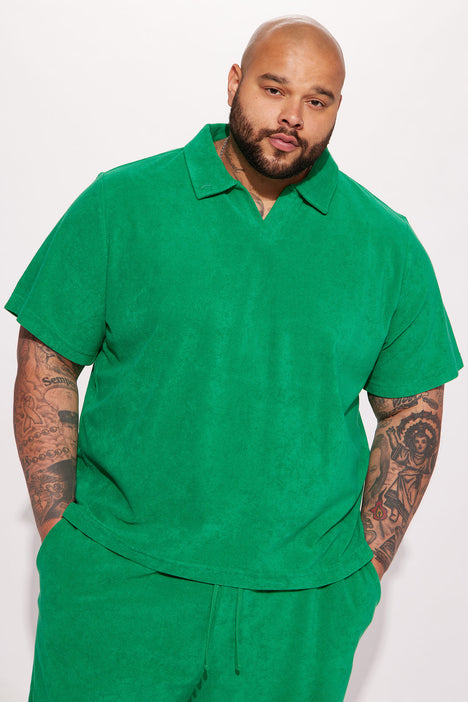 Plus size green polo sales shirt