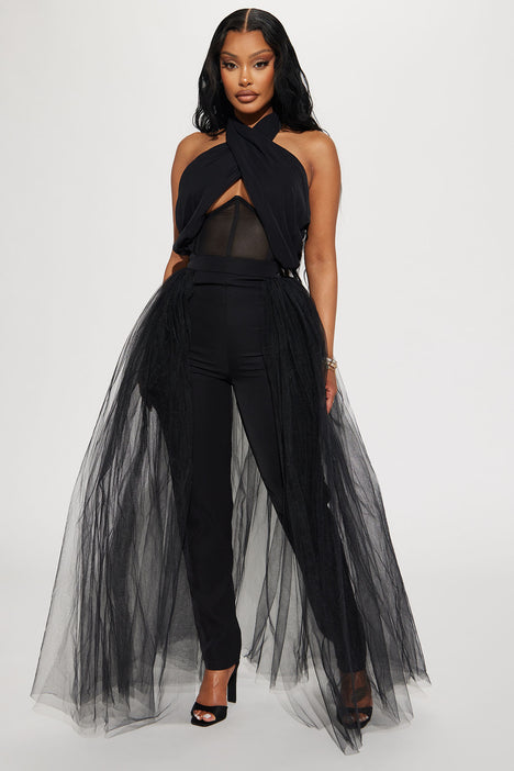 Black jumpsuit hotsell tulle skirt