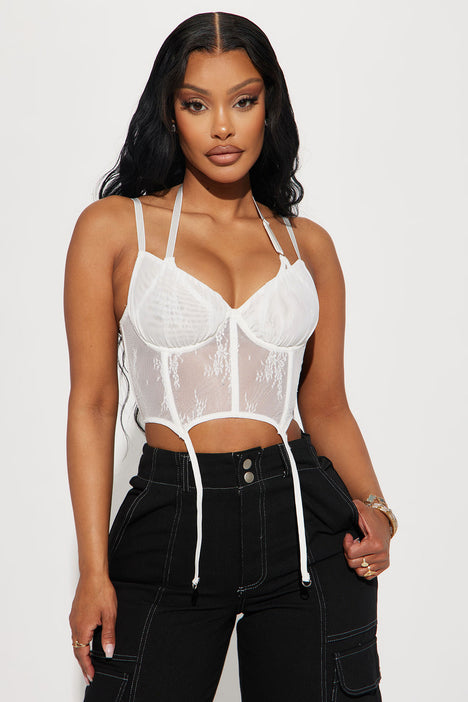White lace sales corset crop top