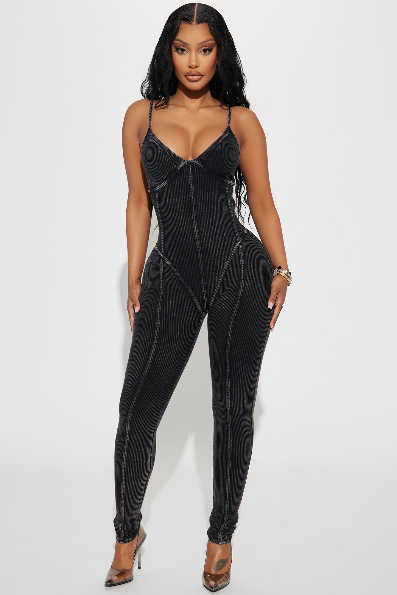 Marianna Mineral Wash Jumpsuit - Black, Fashion Nova, Jumpsuits