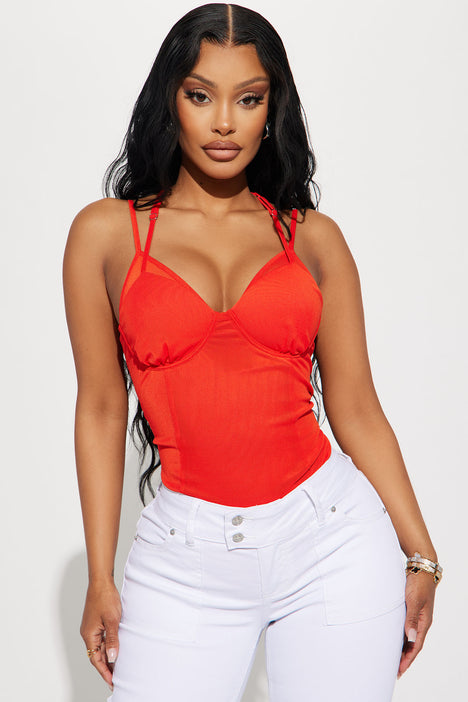 Orange mesh clearance bodysuit
