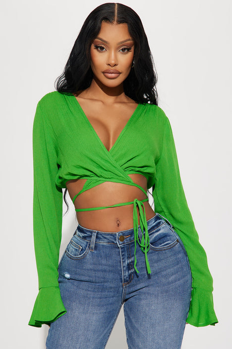 kelly green ladies blouses