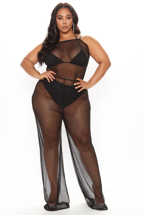 Mesh jumpsuit swim cover up 2025